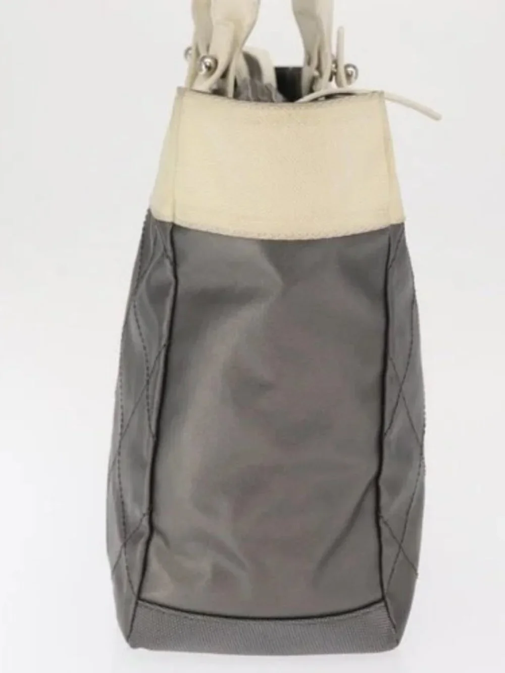 CHANEL Paris Biarritz GM Tote Bag Nylon Silver CC Auth BA10114